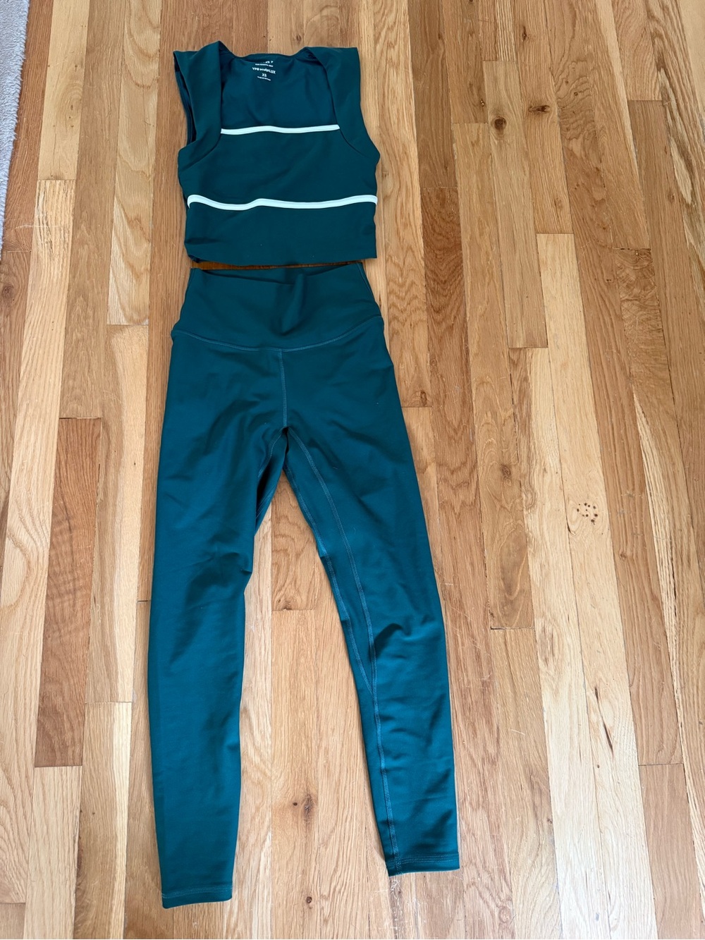 YPB Green Two-Piece Active Set with White Stripe